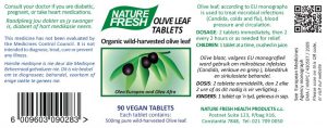 Olive Leaf Tablets label